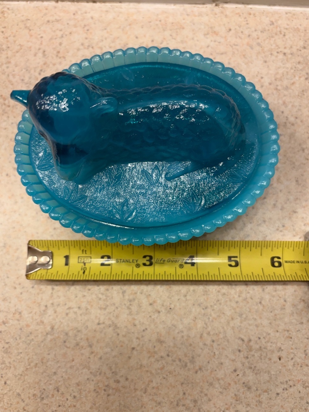 Boyd Blue Vaseline/Uranium Glass Lamb Covered Dish - Picture 7 of 16